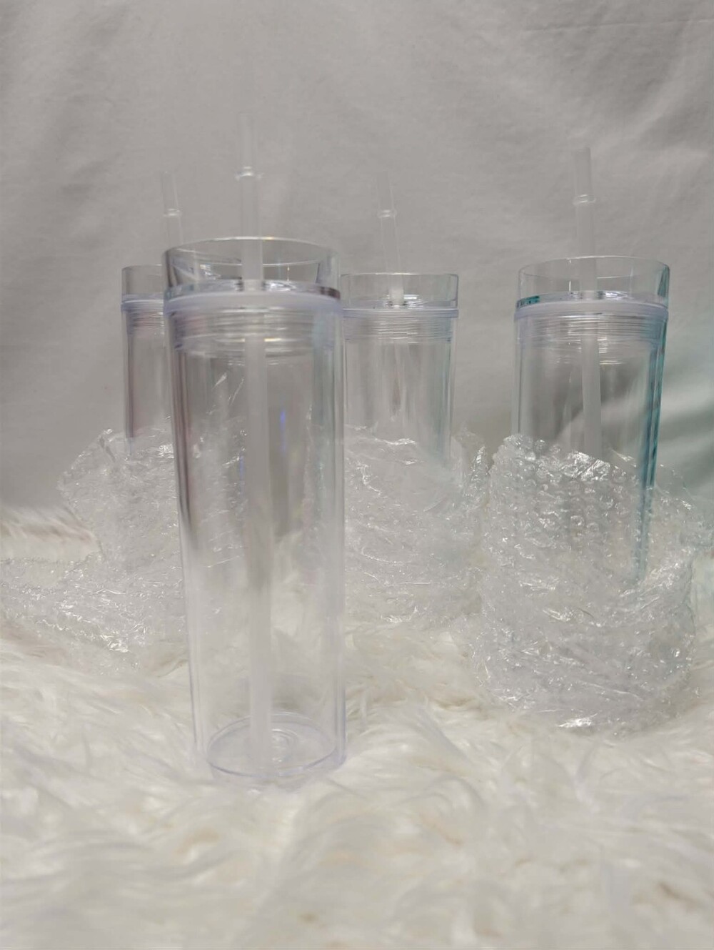 Nwt 4pc 16oz Clear Double-Walled Tumbler with Straw - Set of 4